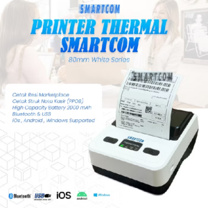 SMARTCOM Printer Thermal SMARTCOM 80mm USB + Bluetooth Kasir PPOB Resi Alamat Label Barcode
