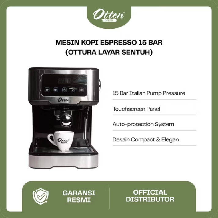 MESIN KOPI ESPRESSO – OTTURA Layar Sentuh 15 Bar – Otten Coffee Espresso Machine Touch Screen Display